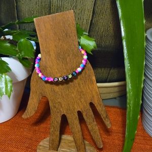 Christian spiritual saying bracelets - letter beads with multicolor beads.